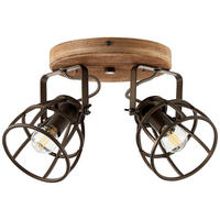 DECKENLEUCHTE     - Hellbraun/Schwarz, Natur, Holz/Metall (36/18/21cm) - Brilliant