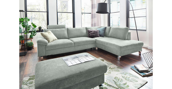 ECKSOFA in Velours Hellgrau  - Chromfarben/Hellgrau, Design, Textil/Metall (281/200cm) - Hom`in