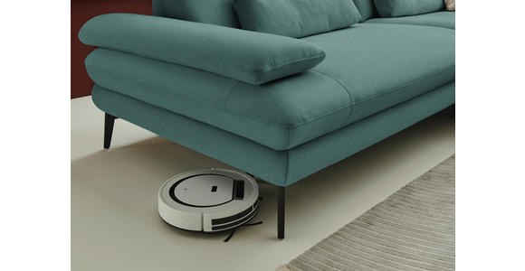 ECKSOFA  in Chenille, Flachgewebe Opal  284/180 cm  - Opal/Schwarz, Design, Textil/Metall (284/180cm) - Dieter Knoll