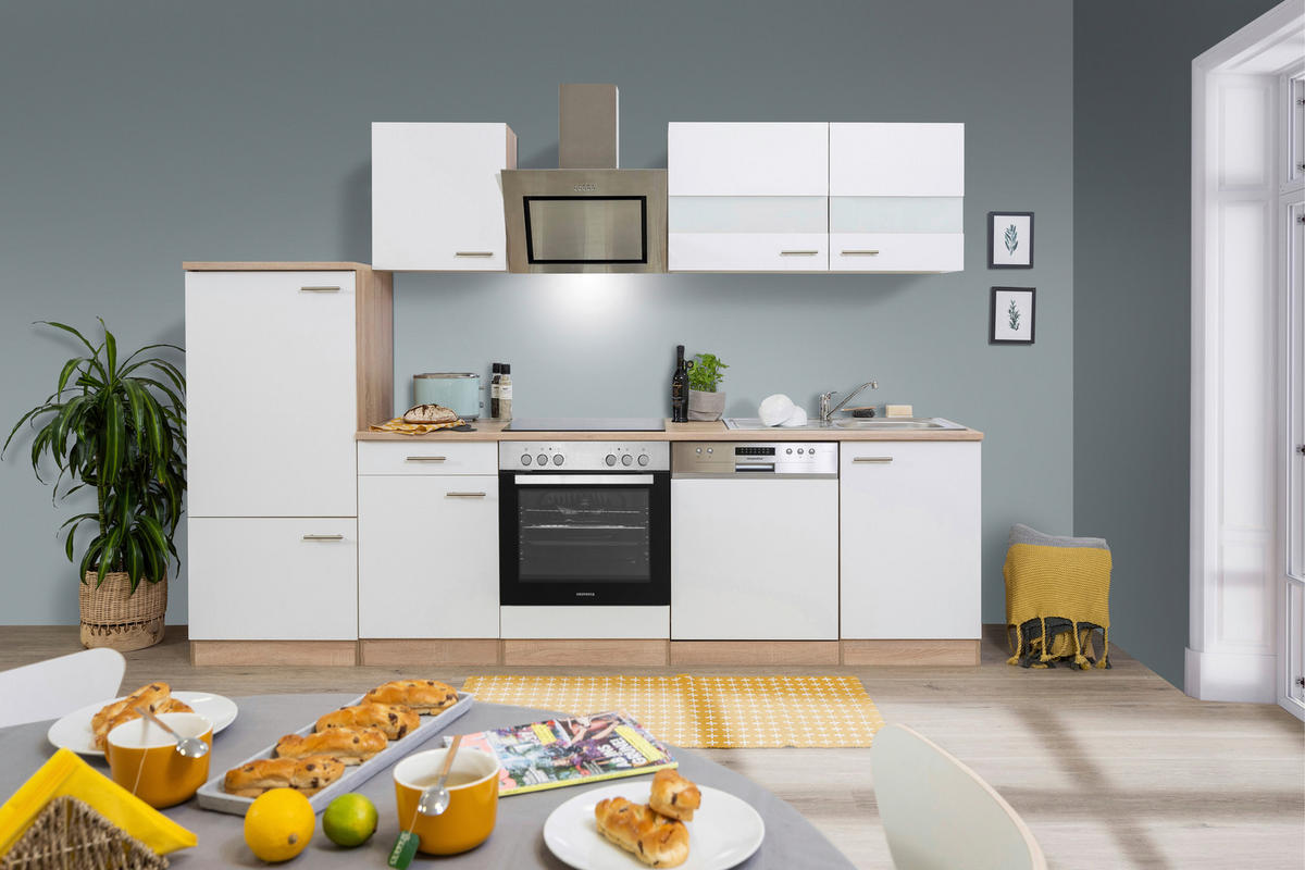 MODULKÖK 280 cm   i vit  - vit/aluminiumfärg, Basics, metall/trämaterial (280cm) - Respekta