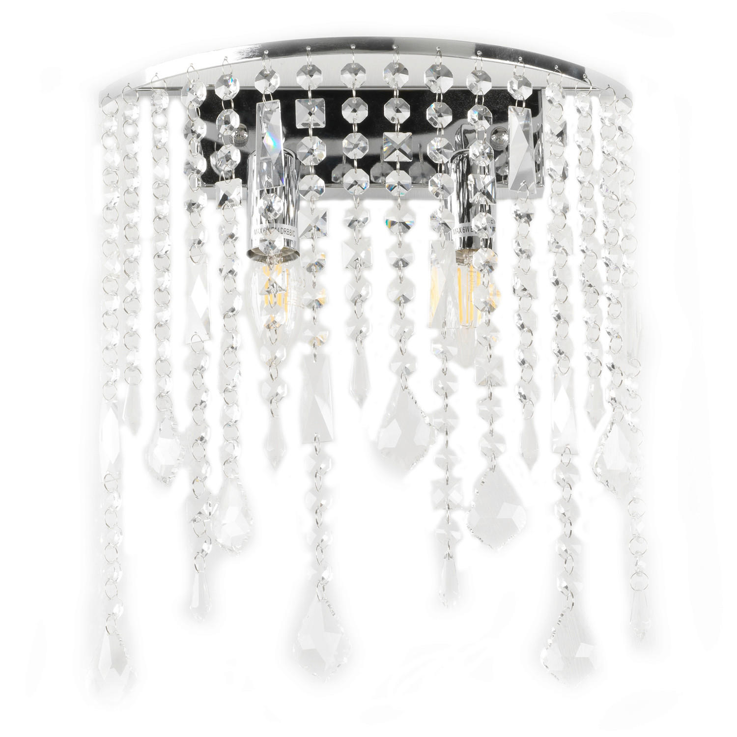 WANDLEUCHTE 38/20 cm   - Chromfarben, KONVENTIONELL, Glas/Metall (38/20cm)