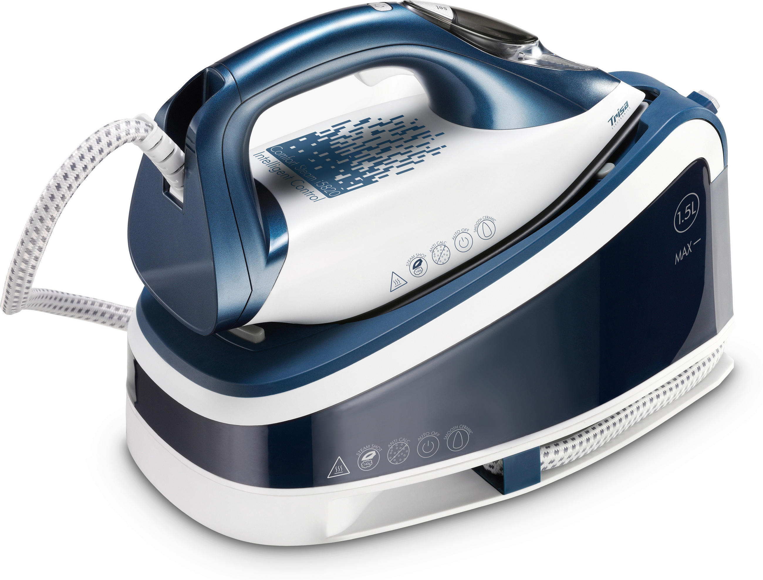 DAMPFBÜGELEISEN - Blau/Weiss, Modern, Keramik/Kunststoff (32.50/19/23cm) - Trisa Electronics