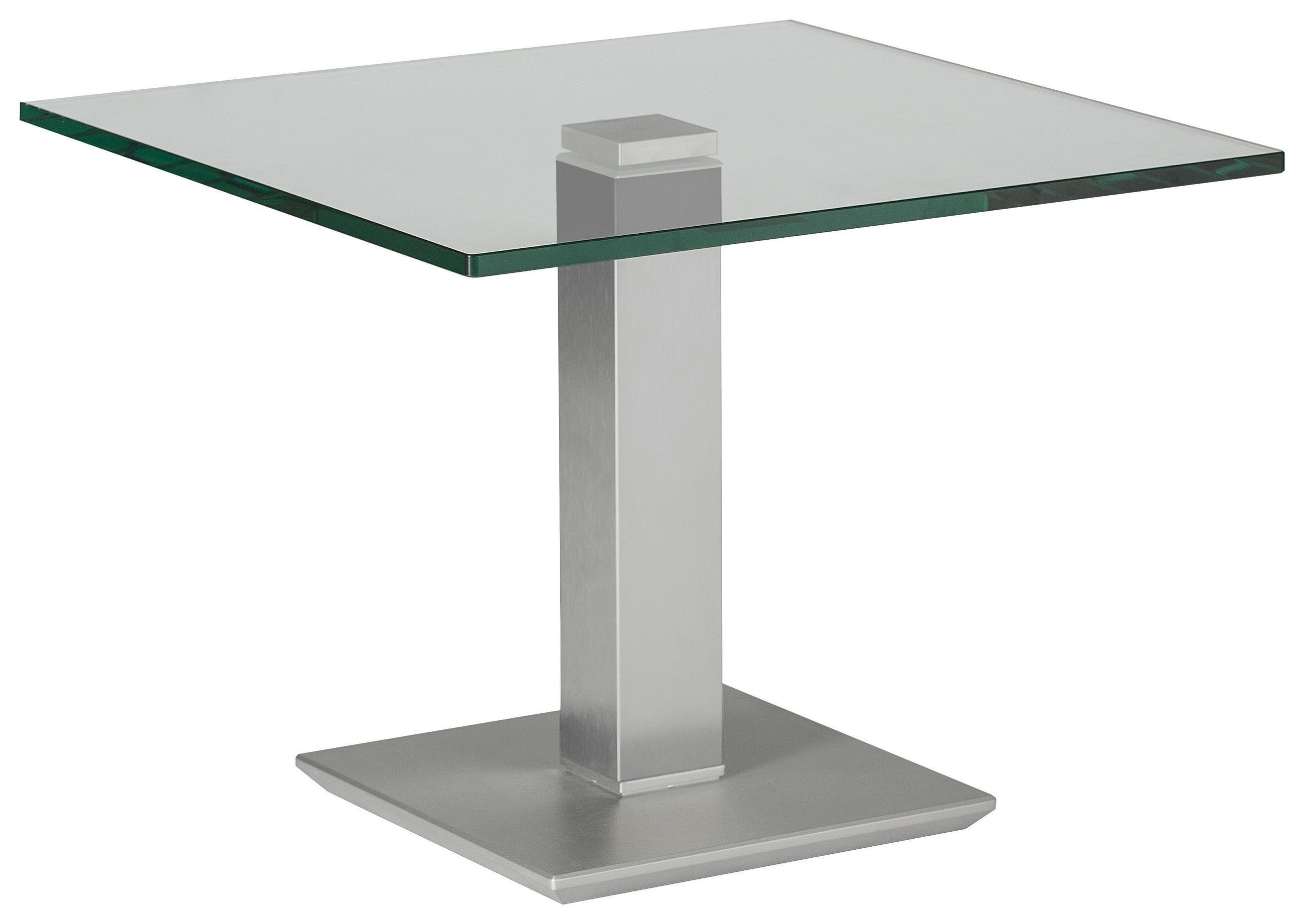 BEISTELLTISCH 60/60/46-65 cm Grau, Edelstahlfarben quadratisch  - Edelstahlfarben/Grau, Design, Glas/Kunststoff (60/60/46-65cm)