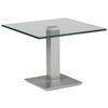 BEISTELLTISCH 60/60/46-65 cm Grau, Edelstahlfarben quadratisch  - Edelstahlfarben/Grau, Design, Glas/Kunststoff (60/60/46-65cm)