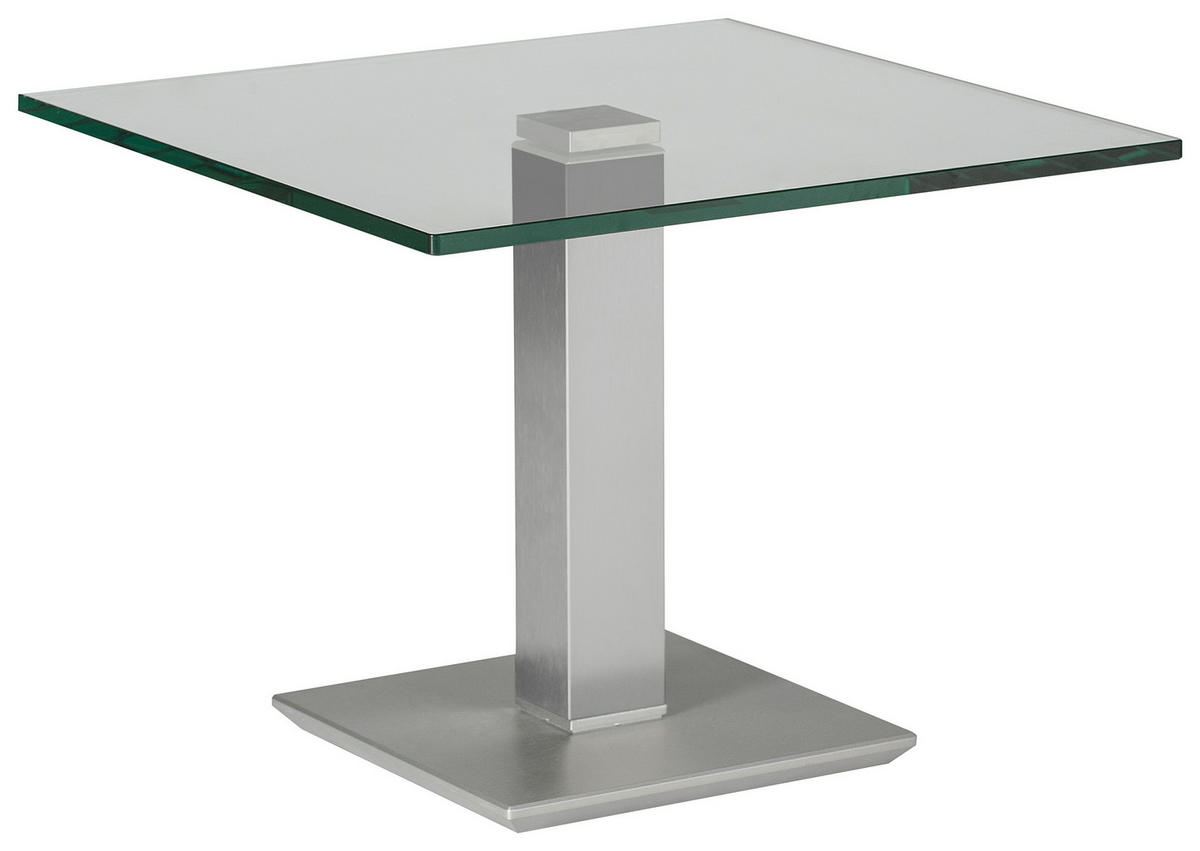 BEISTELLTISCH in Metall, Glas 60/60/46-65 cm  - Edelstahlfarben/Grau, Design, Glas/Kunststoff (60/60/46-65cm)