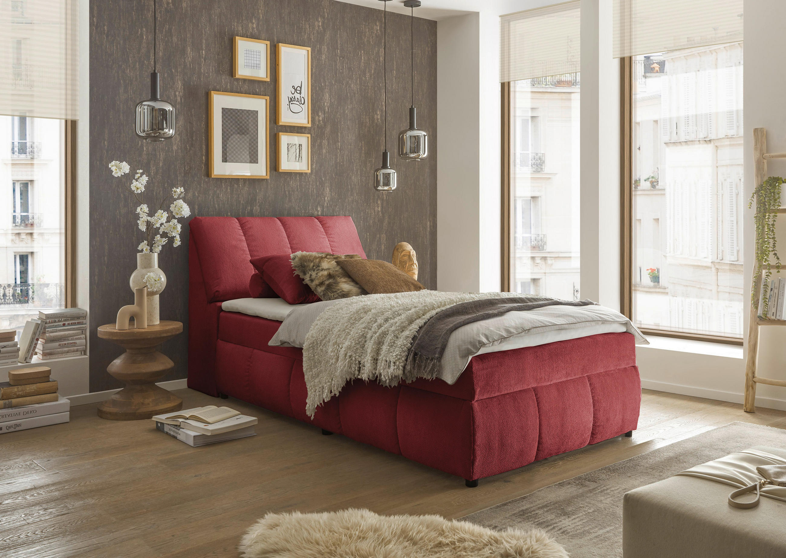 BOXBETT 120/200 cm  in Rot  - Rot/Schwarz, MODERN, Holzwerkstoff/Kunststoff (120/200cm) - MID.YOU