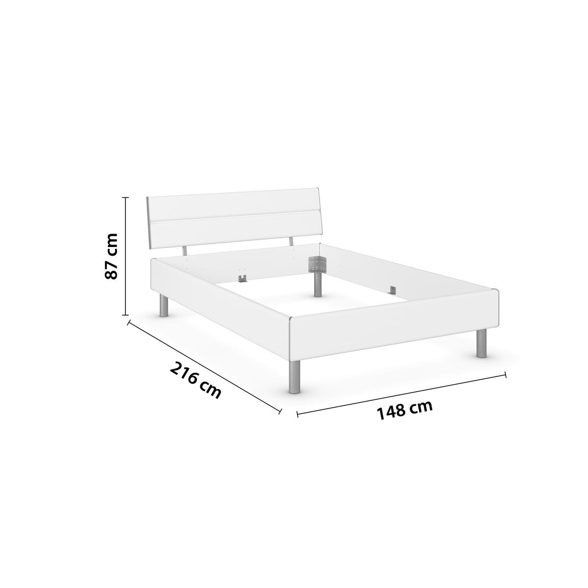BETT 140/200 cm  in Weiß  - Alufarben/Weiß, Design, Metall (140/200cm) - Carryhome
