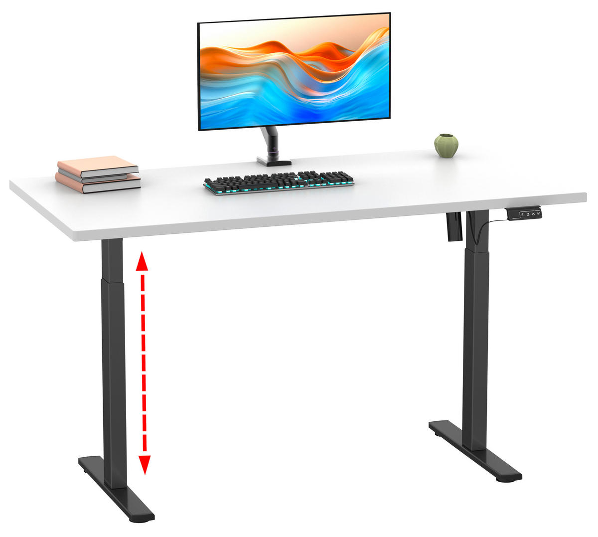SCHREIBTISCH  in Schwarz, Weiss  - Weiss/Silberfarben, Design, Holzwerkstoff/Metall (110/71/80cm) - MID.YOU
