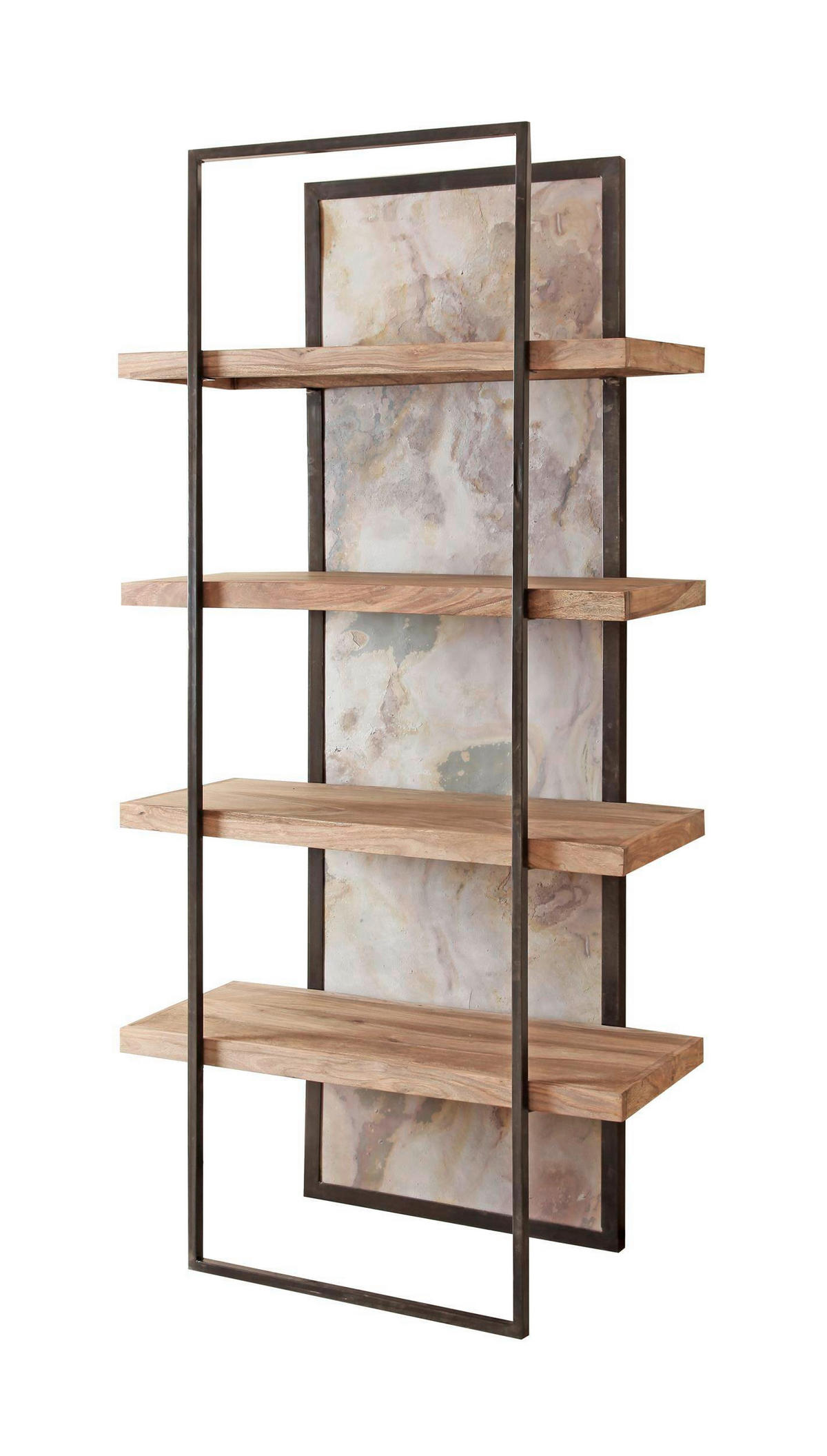 REGAL Sheesham Hartholz Grau, Sheeshamfarben  - Sheeshamfarben/Grau, KONVENTIONELL, Holz/Stein (90/180/40cm) - Livetastic