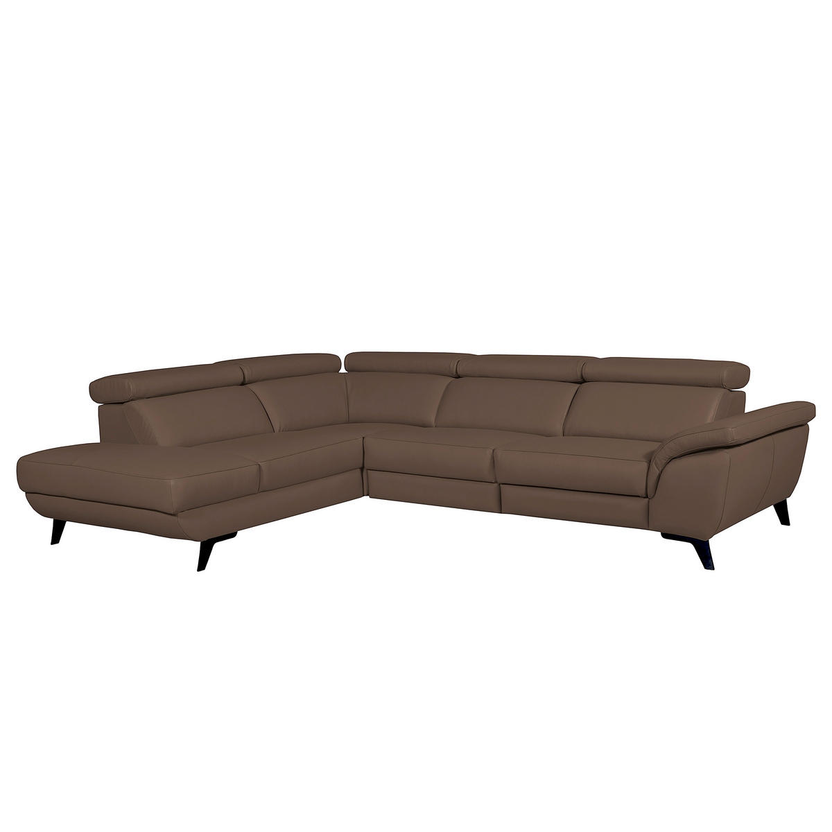 ECKSOFA DALLAS in Echtleder Dunkelbraun  228/283 cm  - Dunkelbraun/Schwarz, Design, Leder/Metall (228/283cm) - Livetastic
