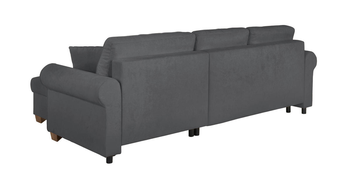 ECKSOFA Arles Dunkelgrau  - Dunkelgrau/Buchefarben, Design, Holz/Textil (266/161cm) - MID.YOU