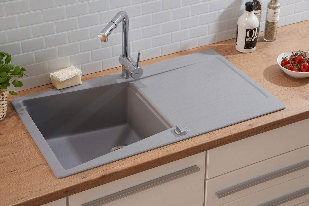 SPÜLE 1725SEATTLE86X50G  - Grau, Trend, Stein (86/20/50cm) - Respekta