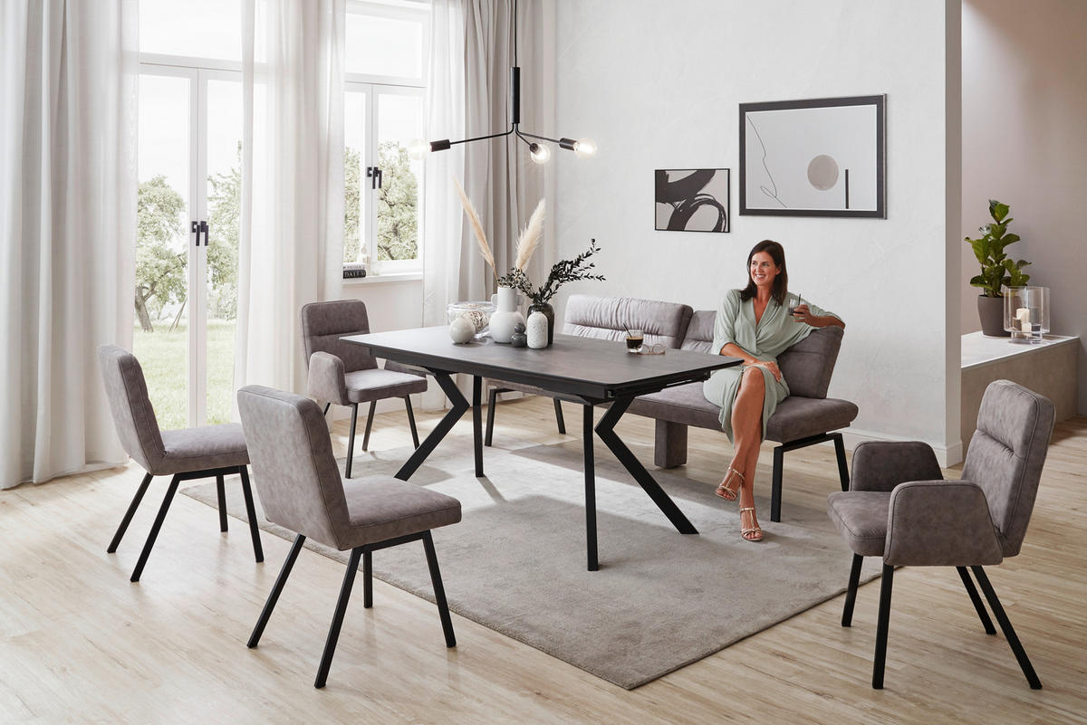 ESSTISCH rechteckig Schwarz, Dunkelgrau  - Dunkelgrau/Schwarz, Design, Kunststoff/Metall (180/90/76cm) - Dieter Knoll