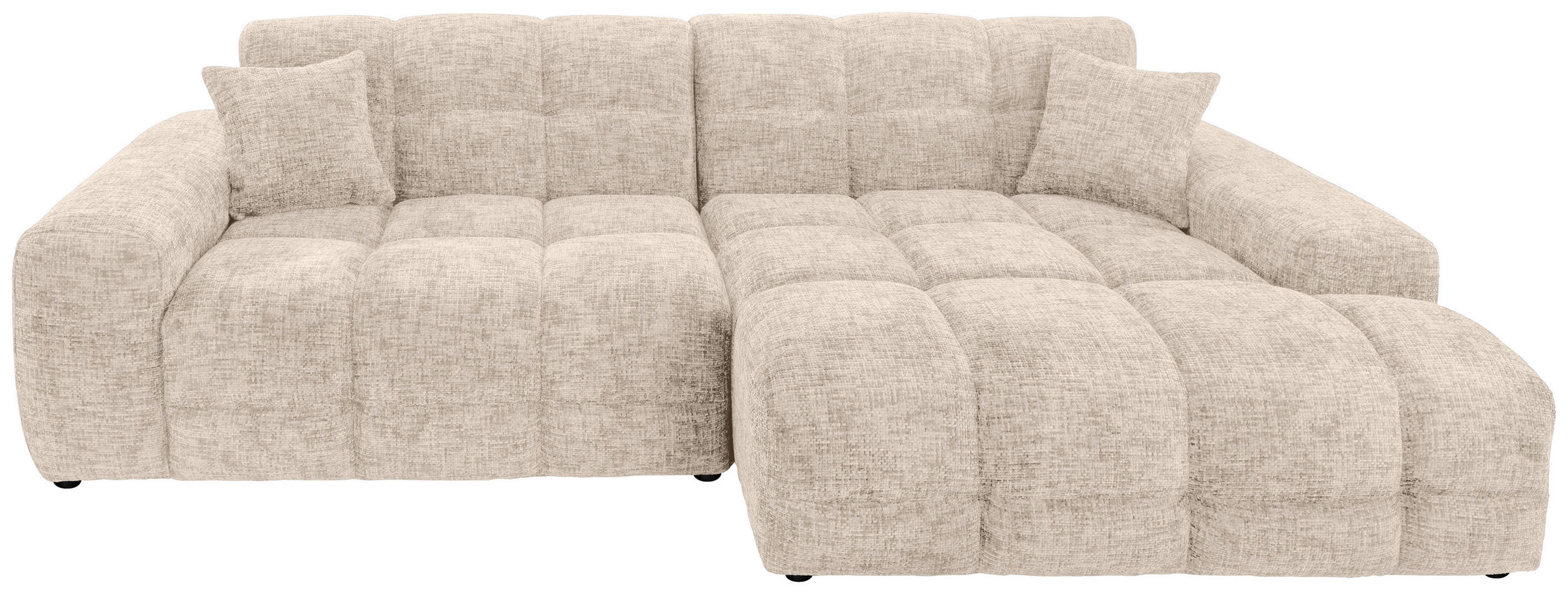 ECKSOFA in Struktur Creme  - Creme/Schwarz, Modern, Kunststoff/Textil (301/152cm) - Livetastic