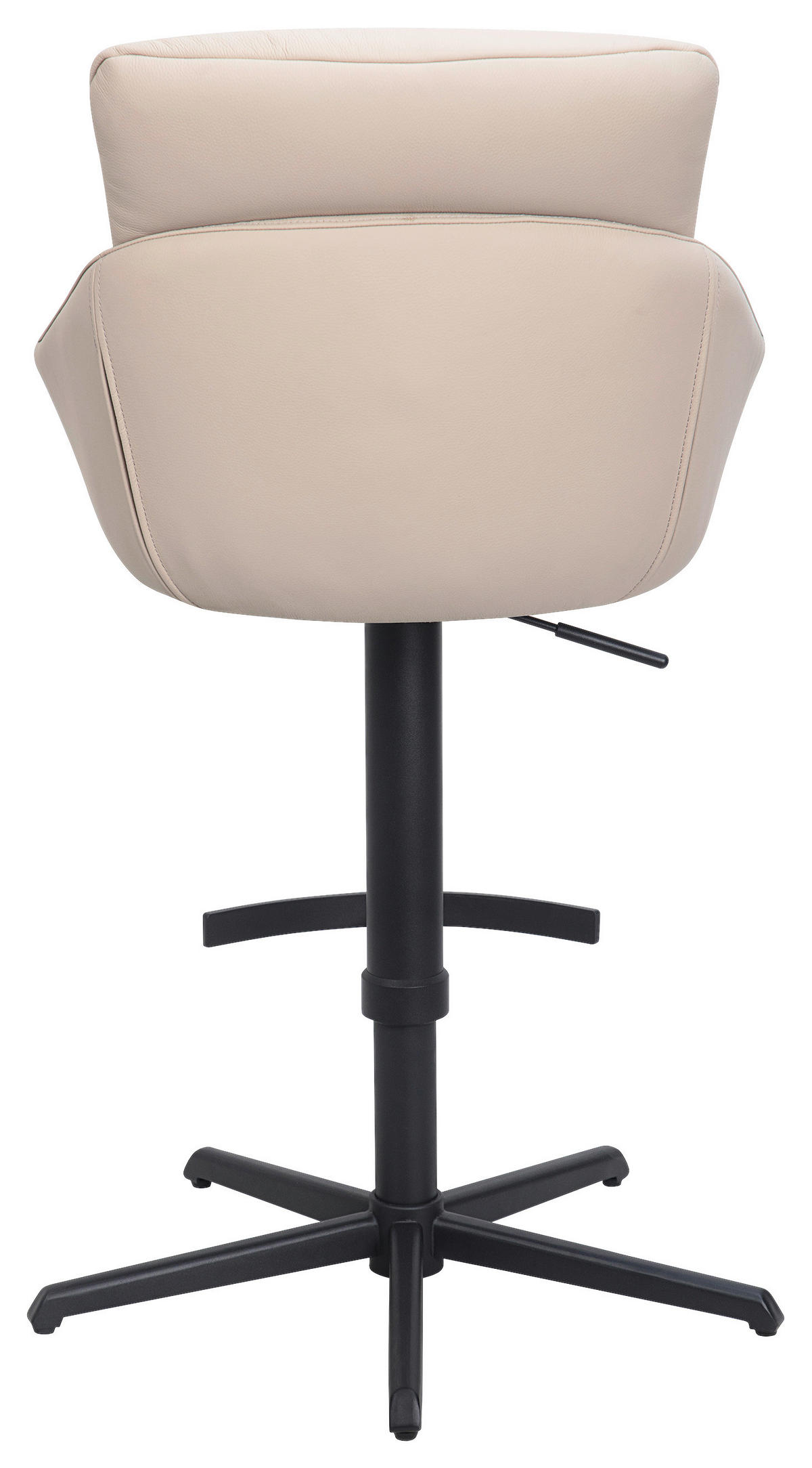 BARHOCKER Webstoff Echtleder Beige Stahl Sitzfläche 360° drehbar, inklusive Armlehnen, automatische Rückholfunktion  - Beige/Schwarz, Design, Leder/Textil (58/103-120/61cm) - Dieter Knoll