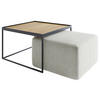 COUCHTISCHSET Eiche massiv rechteckig Eichefarben, Hellgrau  - Eichefarben/Hellgrau, Design, Holz/Textil (80/80/39cm) - Novel