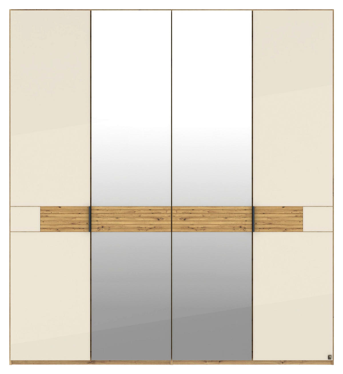 DREHTÜRENSCHRANK 200/216/58 cm,  in Eichefarben, Champagner, 4 Tür(en)  - Schieferfarben/Champagner, Design, Glas/Holz (200/216/58cm) - Musterring
