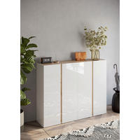 OMARA ZA ČEVLJE bela, visoki sijaj - črna/barve hrasta, Design, umetna masa/leseni material (140/111/35cm) - Carryhome