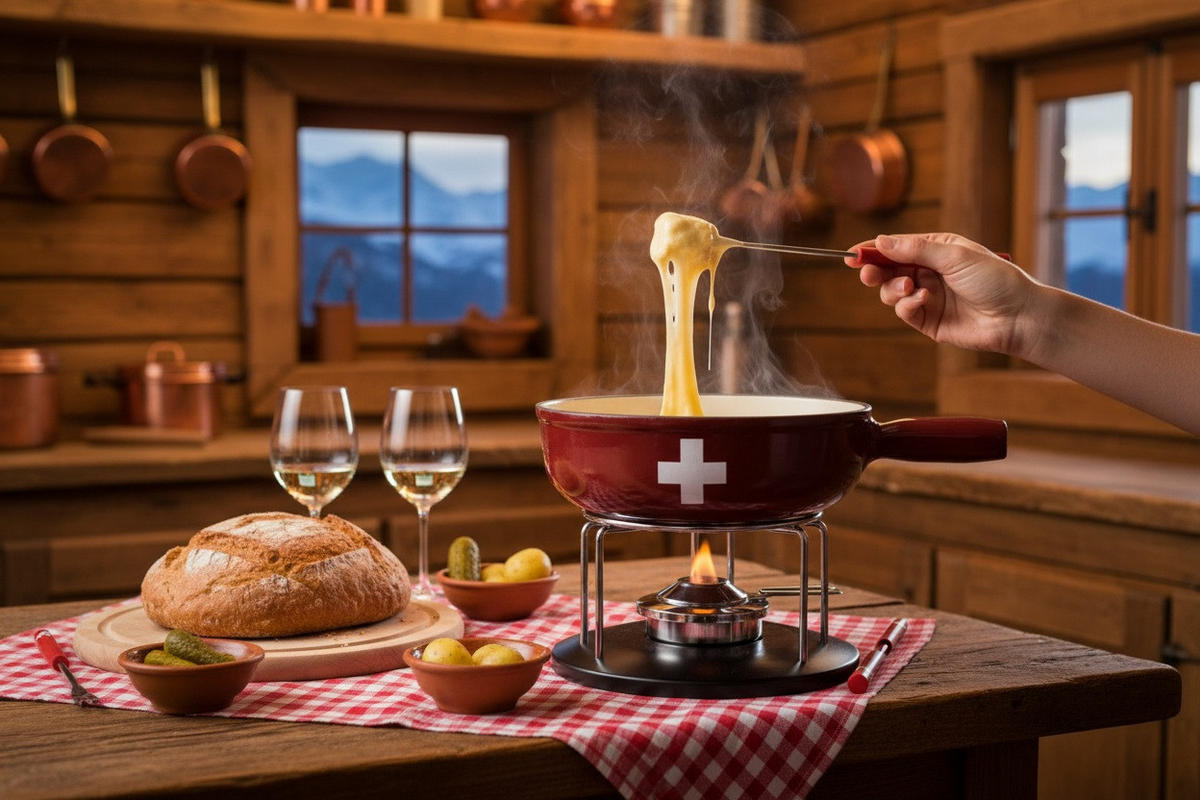 FONDUESET Heidi Cheese Line: Schweizer Kreuz  - Weiss/Rot, Basics, Holz/Kunststoff (21cm) - Heidi Cheese Line