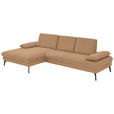 ECKSOFA in Chenille, Mikrofaser Cappuccino  - Schwarz/Cappuccino, Design, Textil/Metall (157/299cm) - Dieter Knoll