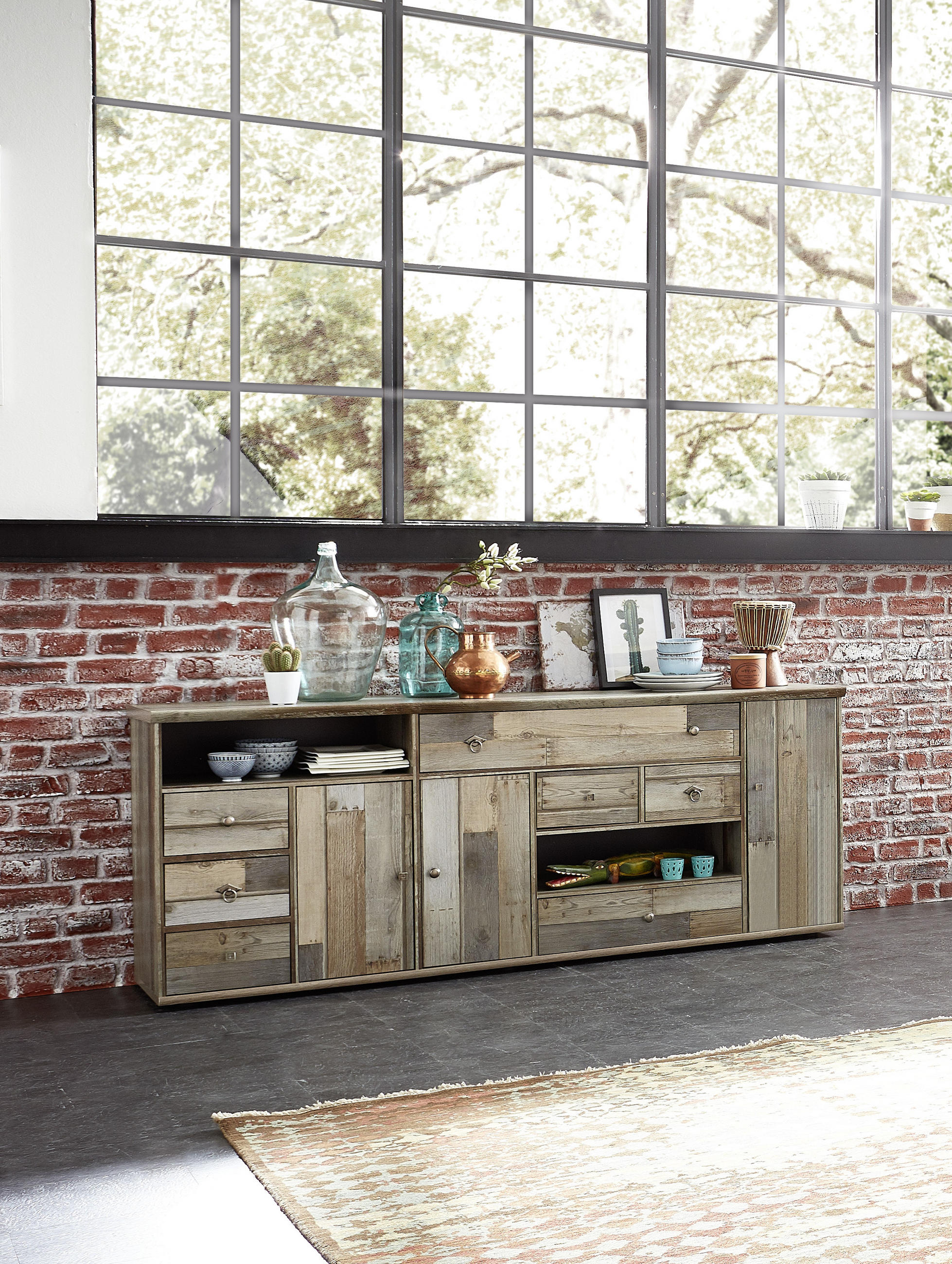 KOMMODE 193/80/48 cm - Schwarz, Basics, Holzwerkstoff/Metall (193/80/48cm) - Livetastic