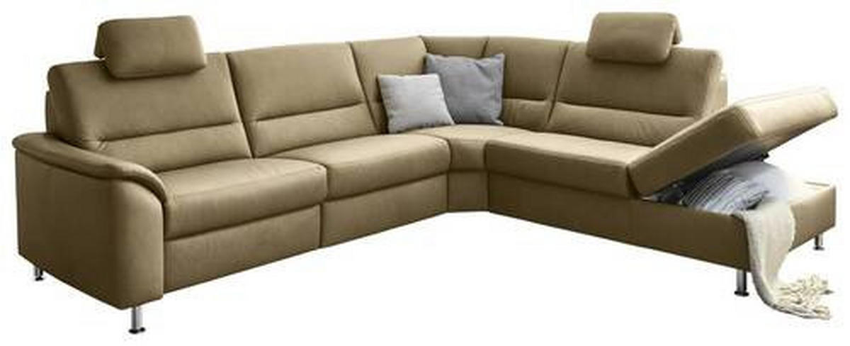 ECKSOFA in Echtleder Grün  - Alufarben/Grün, Konventionell, Leder/Metall (290/249cm) - Beldomo Premium