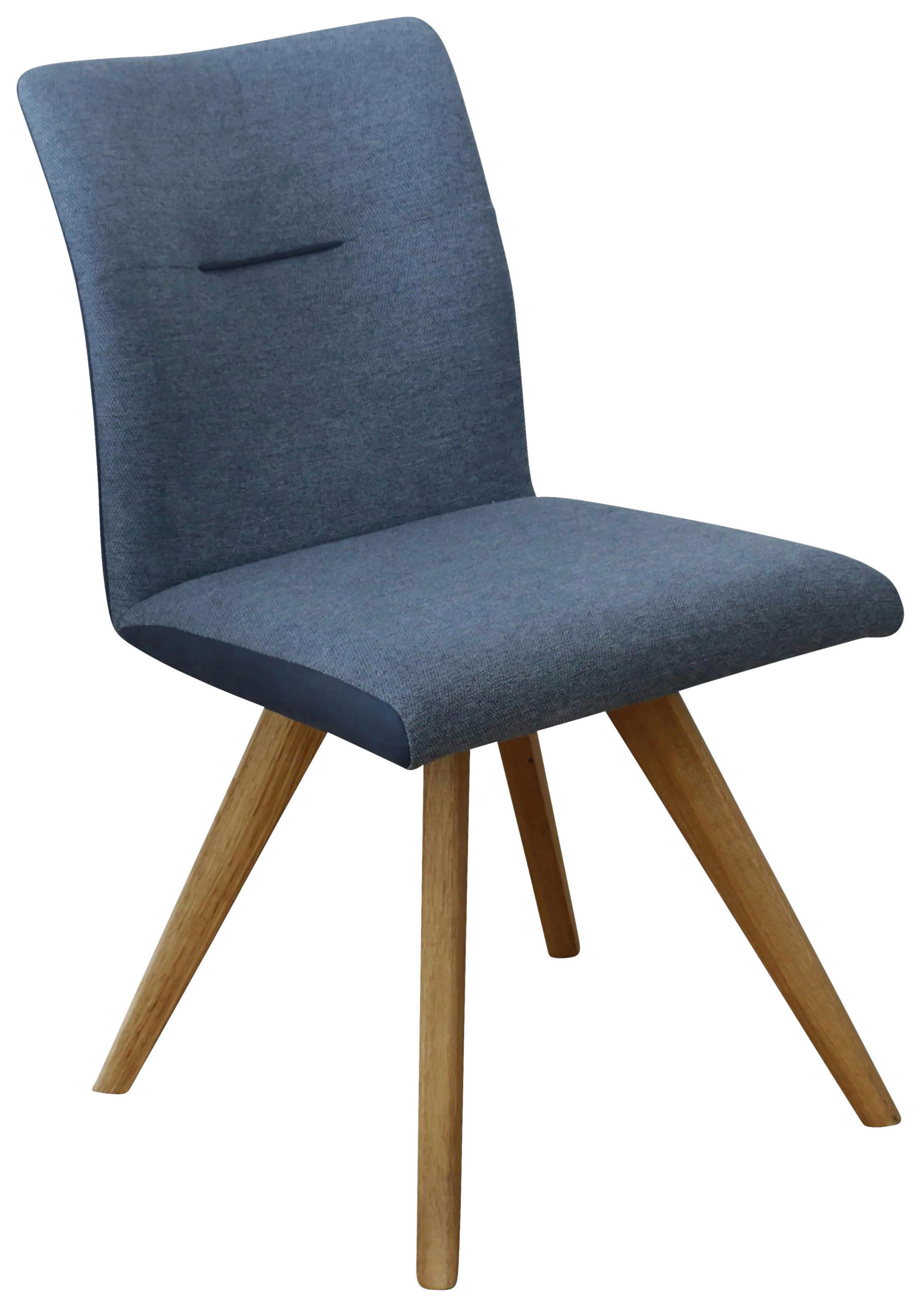 STUHL Webstoff Blau, Eichefarben, Dunkelblau Wildeiche vollmassiv  - Blau/Eichefarben, KONVENTIONELL, Holz/Textil (51,5/87,5/63cm) - Linea Natura