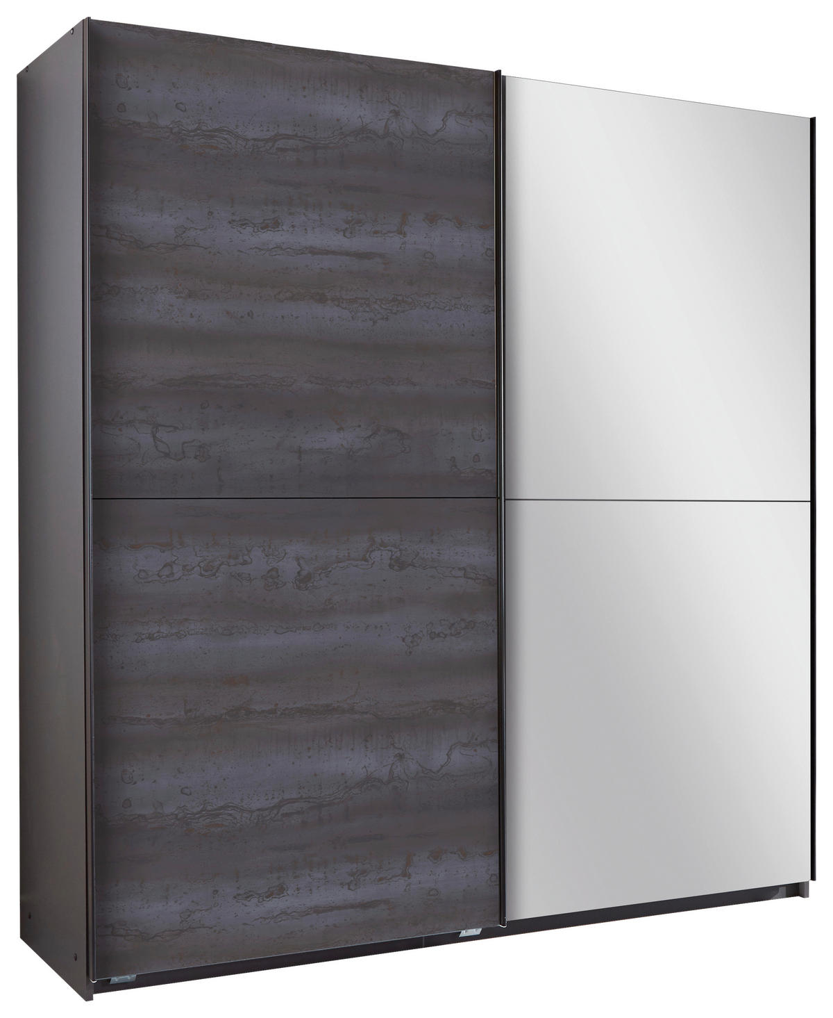 OMARA Z DRSNIMI VRATI, barve grafita, temno siva  - temno siva/siva, Basics, leseni material (180/198/64cm) - MID.YOU