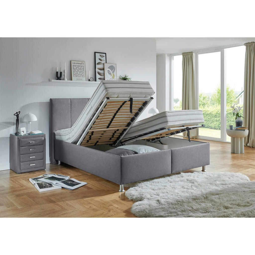 Thumbnail - Beldomo - Sleep Polsterbett, Grau, Textil, H2 + H3, Höhe ca. 24 cm, 180x200 cm, Goldenes M, Made in EU, Härtegradauswahl...