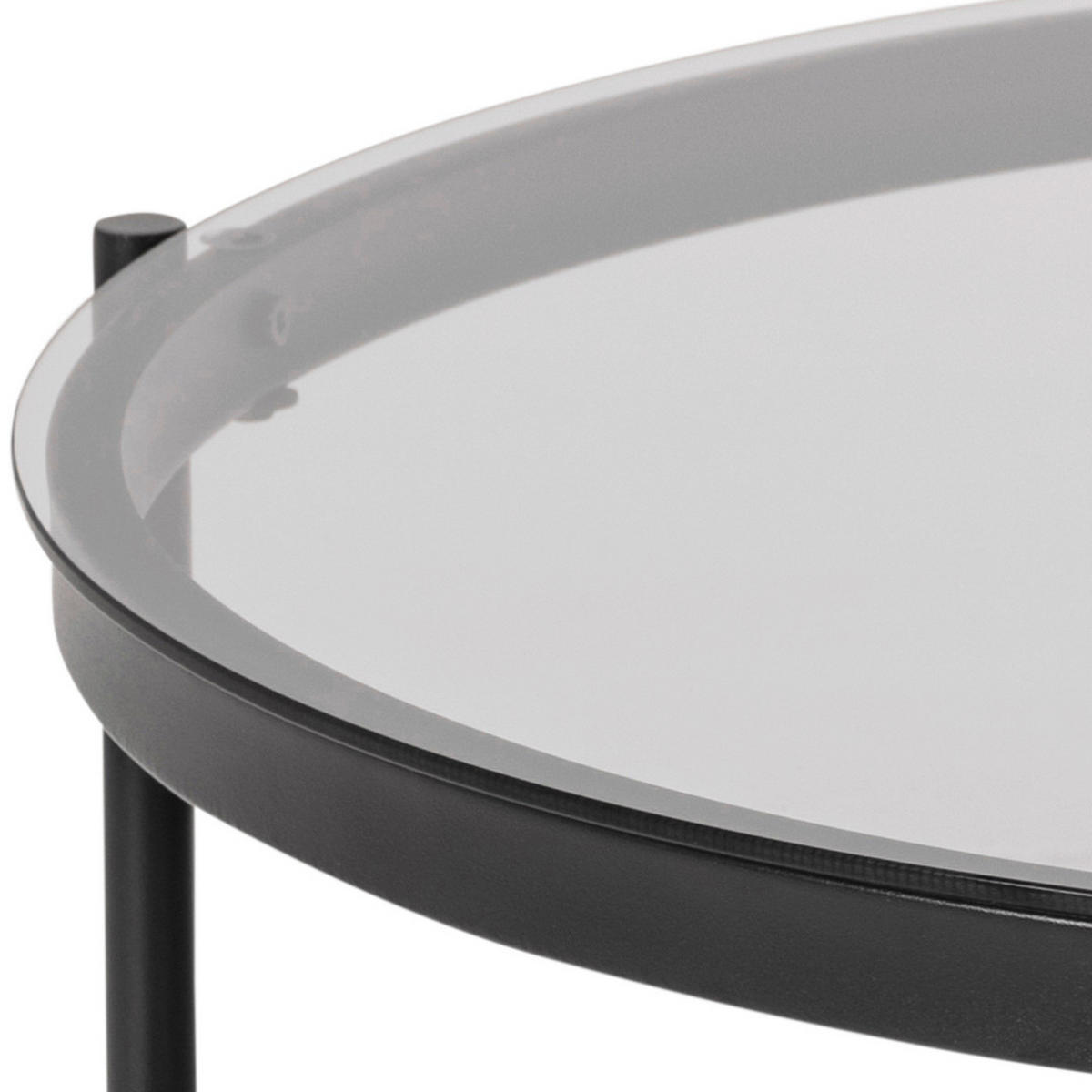 COUCHTISCH Rauchglas 75/75/42 cm rund Schwarz  - Schwarz, KONVENTIONELL, Glas/Metall (75/75/42cm) - MID.YOU