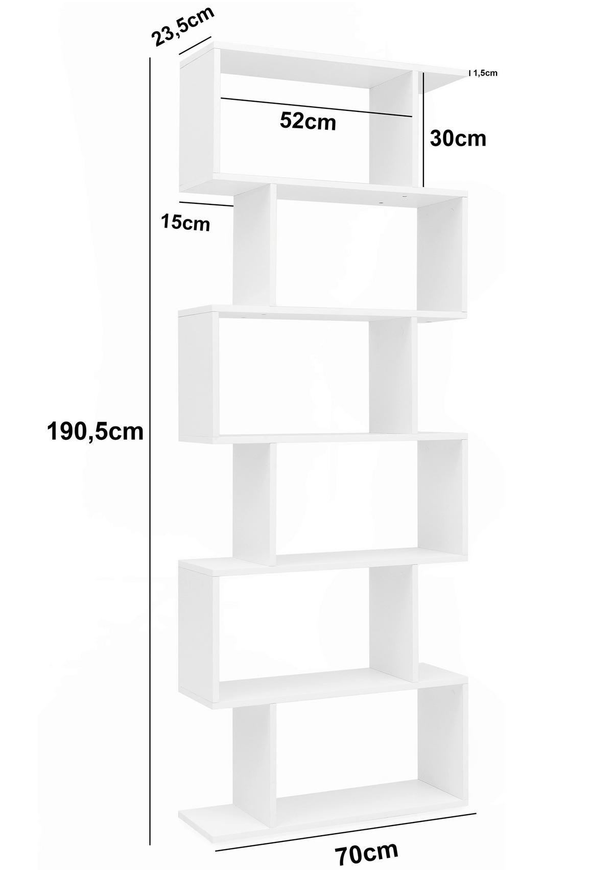 REGAL  70/190,5/23,5 cm Weiss  - Weiss, Natur, Holzwerkstoff (70/190,5/23,5cm) - MID.YOU