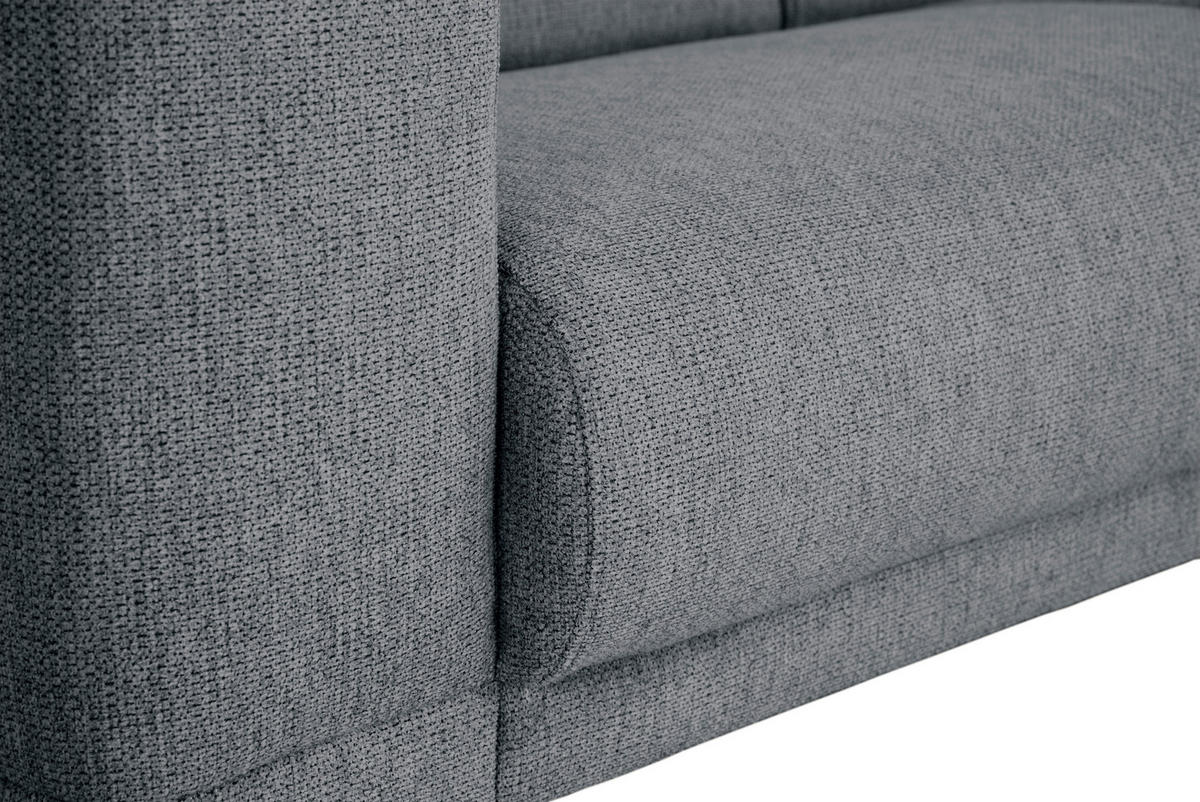3-SITZER-SOFA OSLO_LZ Webstoff Grau  - Schwarz/Grau, Design, Holz/Textil (218/77/93cm) - MID.YOU
