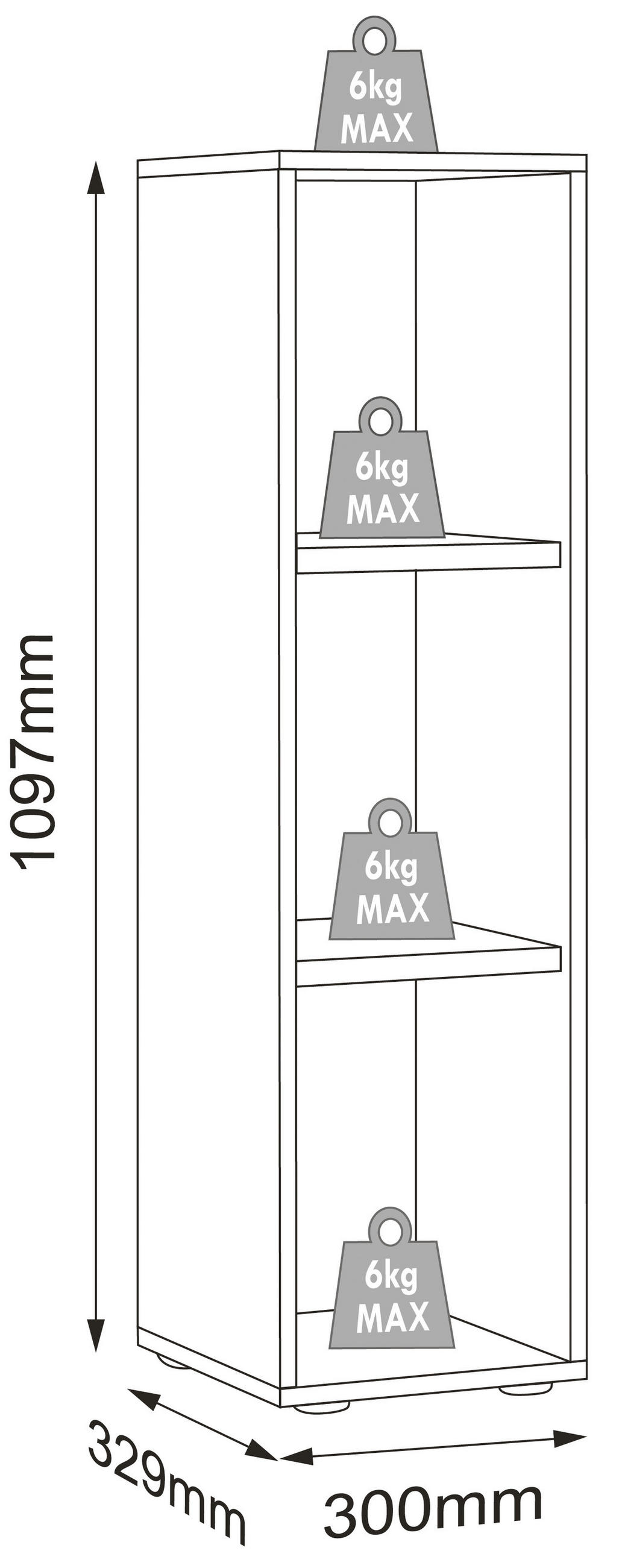 IRATTARTÓ POLC - fekete/méztölgy színű, Design, műanyag/faalapú anyag (30/110/33cm) - P & B