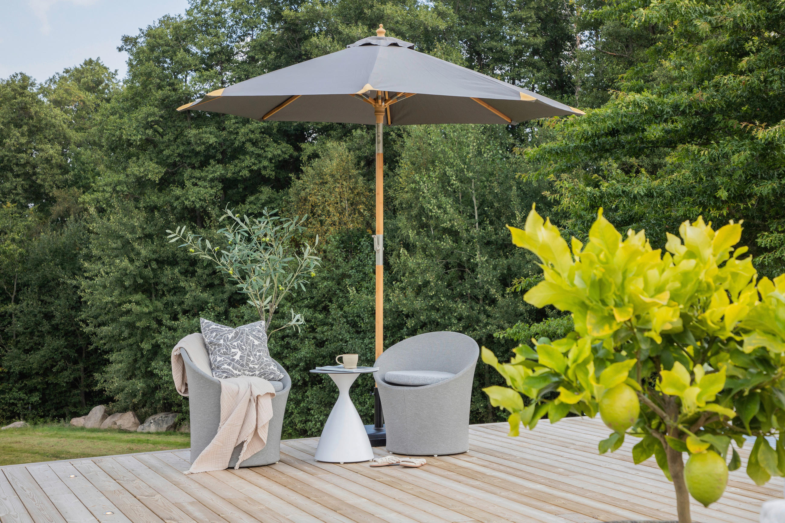 SONNENSCHIRM 270 cm  - Grau, KONVENTIONELL (270/250cm) - Gardenson