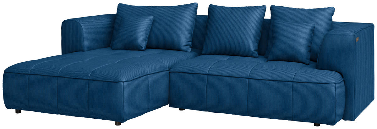 ECKSOFA Feincord Royalblau  - Royalblau/Schwarz, Design, Kunststoff/Textil (188/288cm) - Welnova