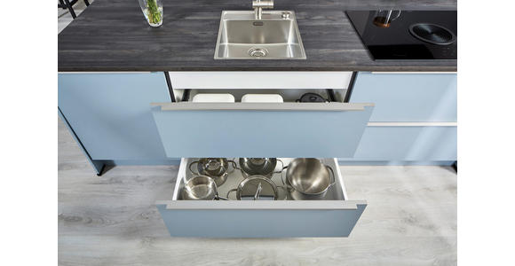 EINBAUKÜCHE   - Pastellblau, Design, Holzwerkstoff - Xora