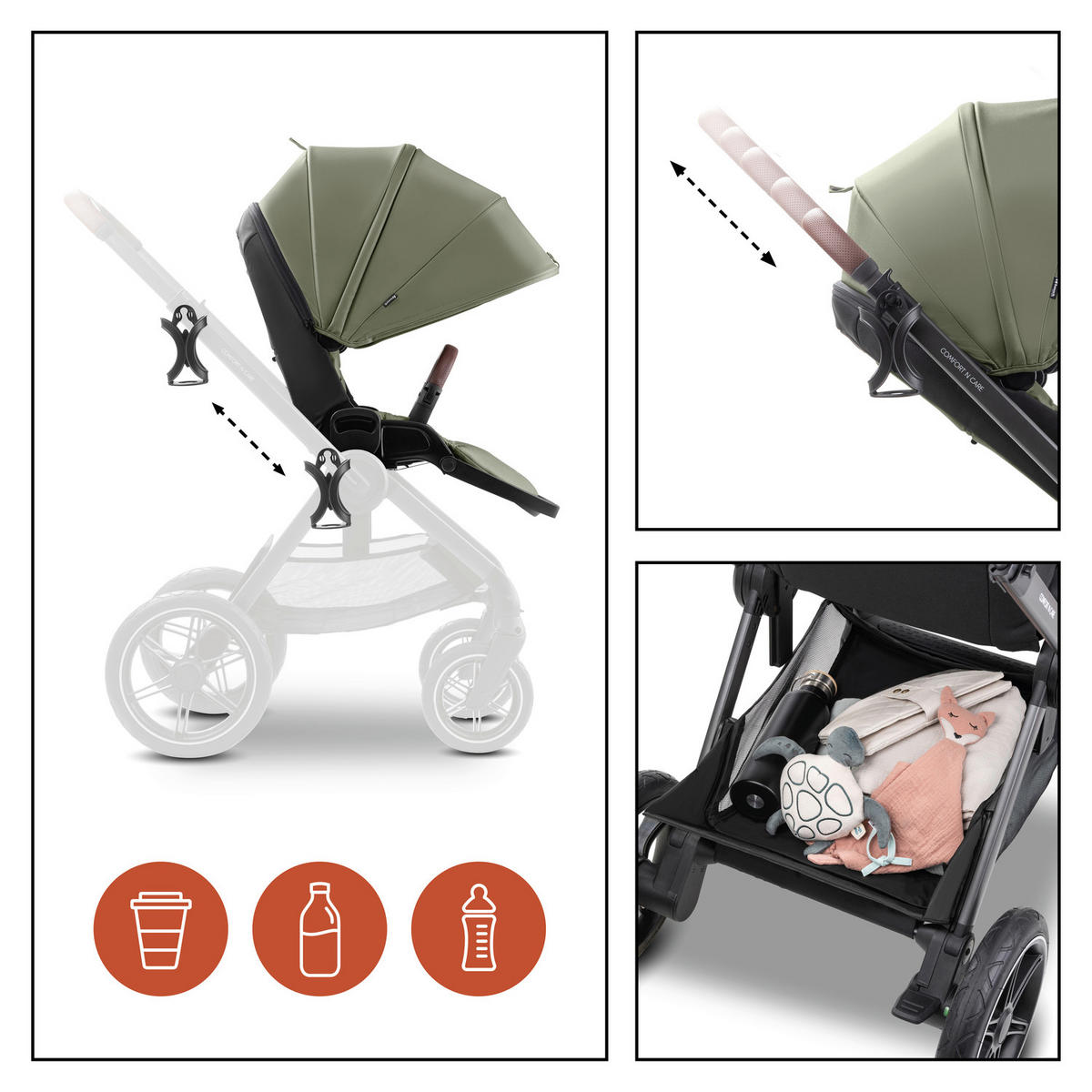 BUGGY Comfort N Care  - Anthrazit/Schwarz, Basics, Kunststoff/Textil (60/107/87,5cm) - Hauck