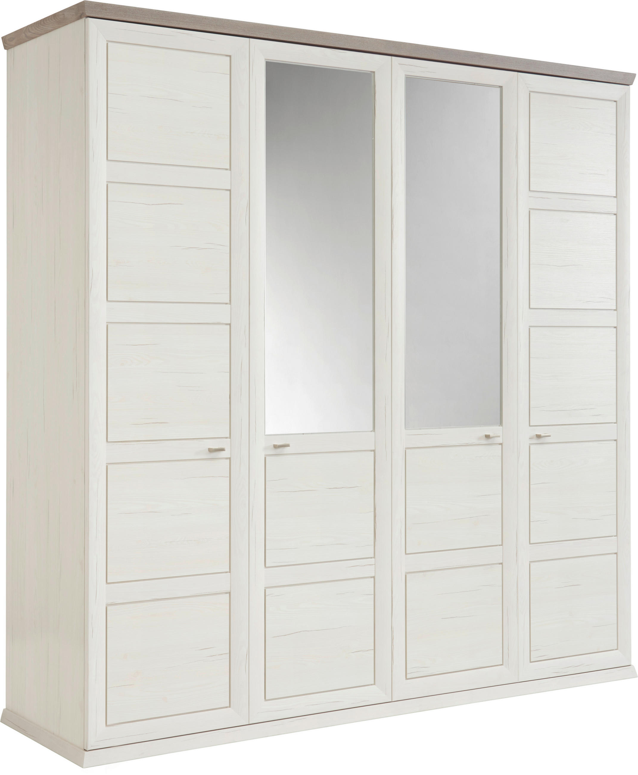 DREHTÜRENSCHRANK 4-türig Grau, Weiß - Weiß/Grau, LIFESTYLE, Glas/Holzwerkstoff (205/209/60cm) - Hom`in
