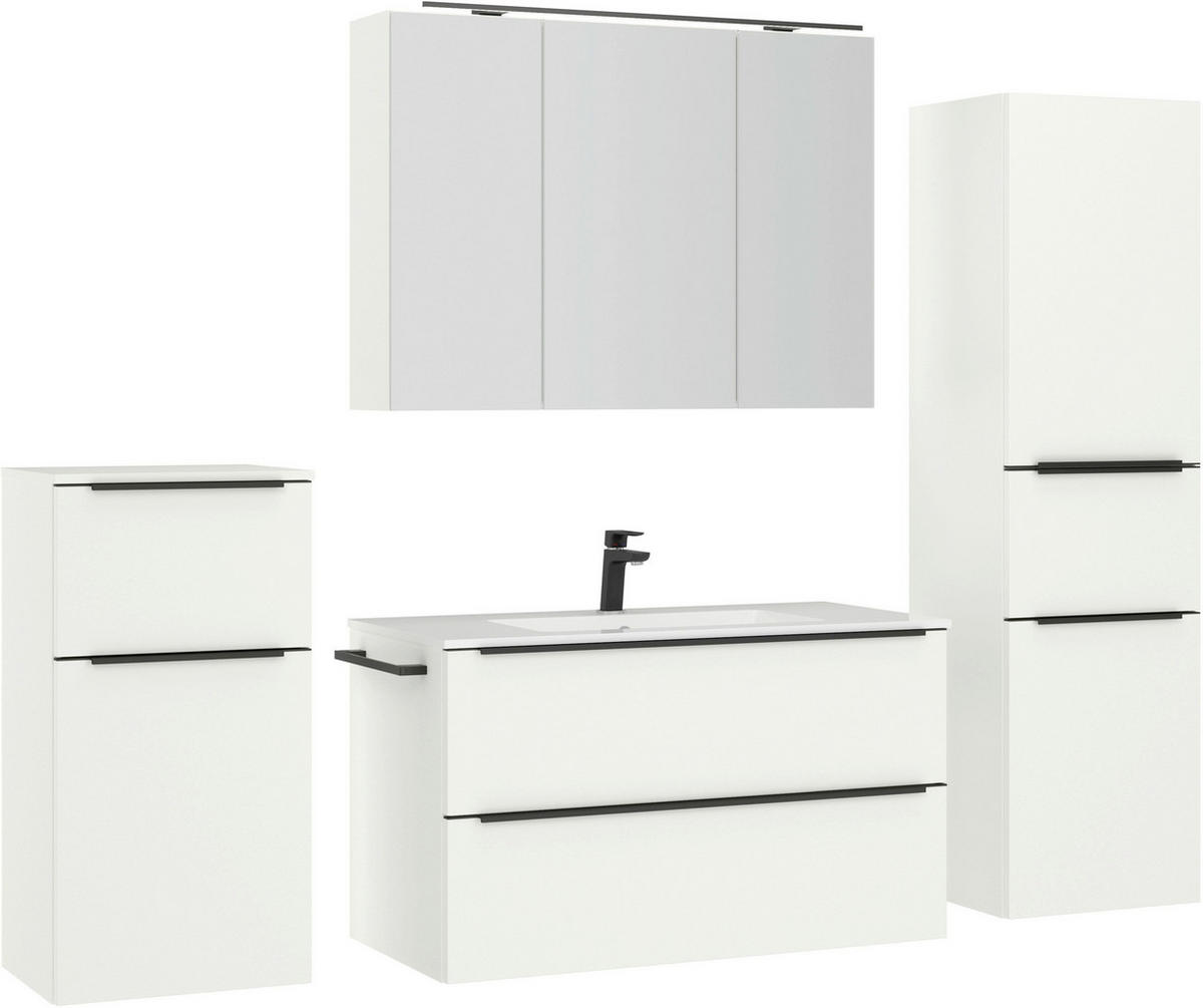 BADEZIMMER 5-teilig  in 191 cm  - Schwarz/Weiß, MODERN, Glas/Holzwerkstoff (191cm) - Nobilia