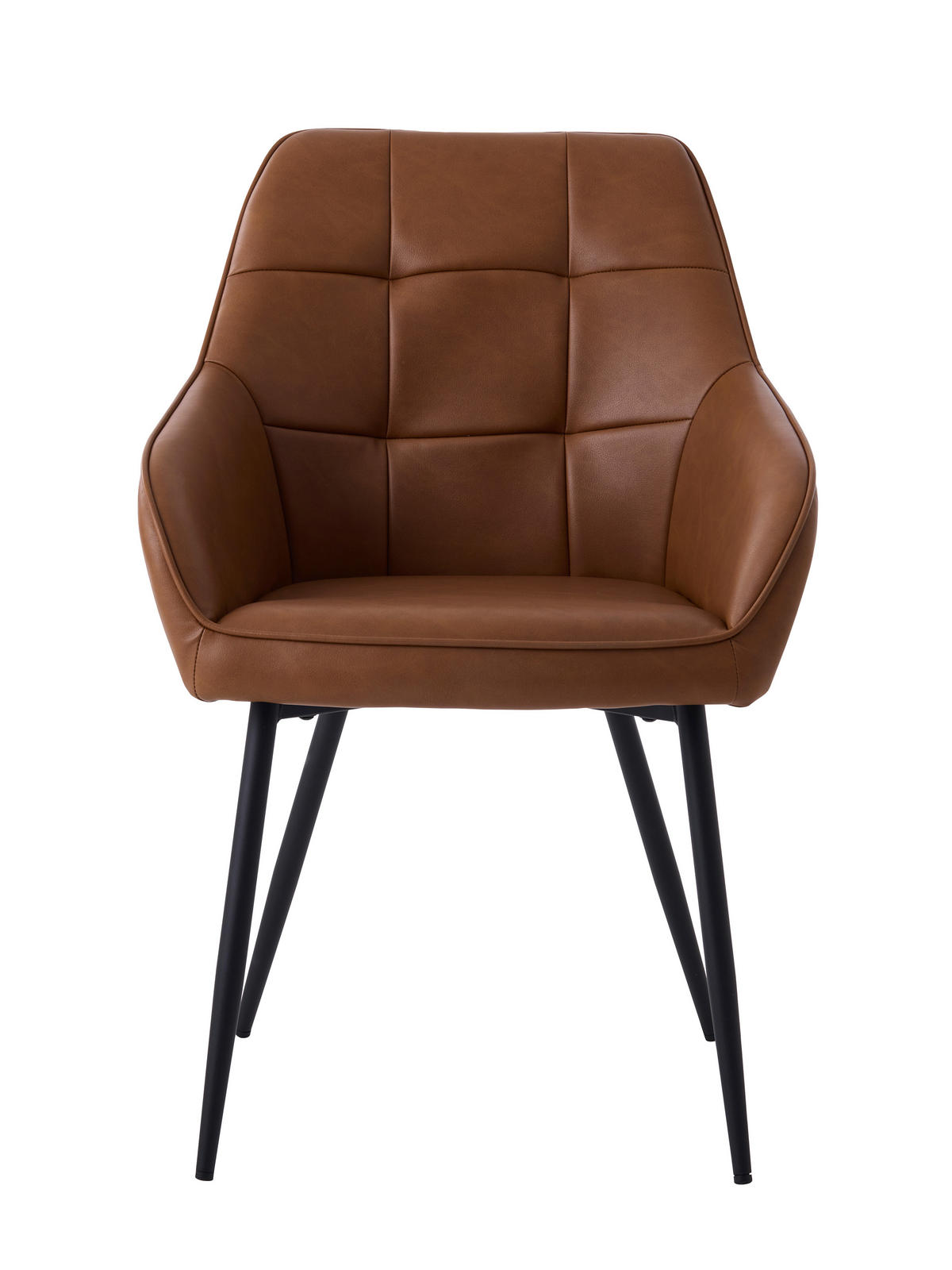 ARMLEHNSTUHL-SET 2 Stück  in Lederlook  - Cognac/Schwarz, MODERN, Textil/Metall (58/84/59,5cm) - Livetastic