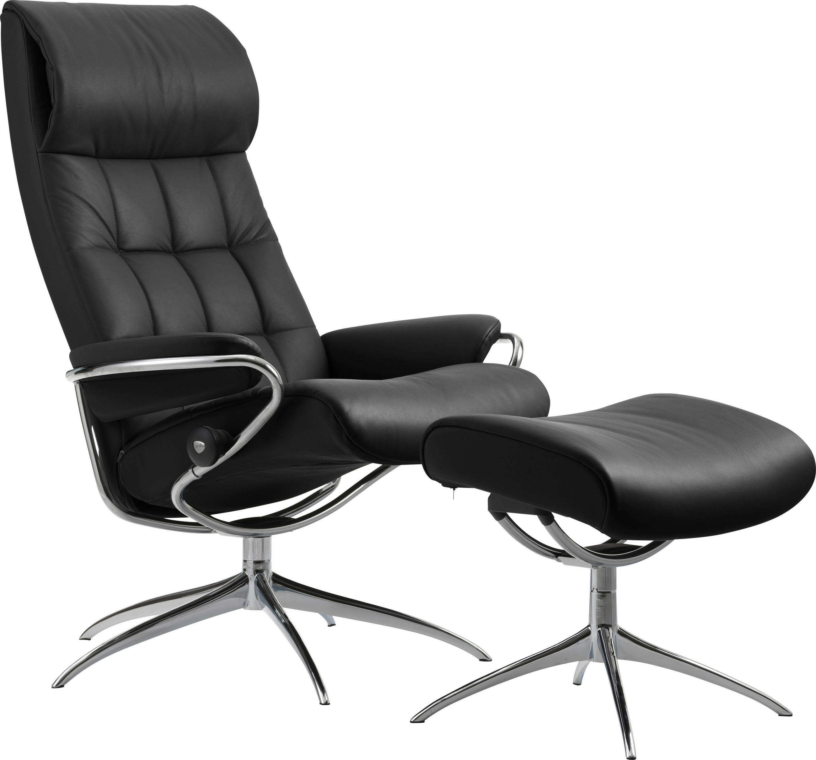RELAXSESSELSET London Echtleder Hocker    - Schwarz, Design, Leder/Metall (80/115/74cm) - Stressless
