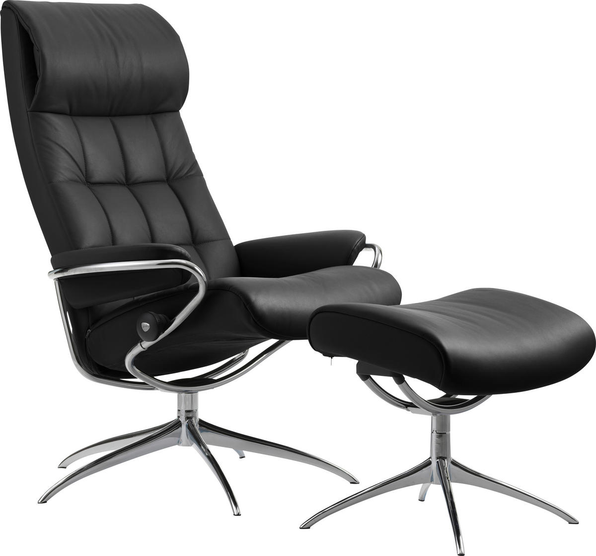 RELAXSESSELSET London Echtleder Hocker    - Schwarz, Design, Leder/Metall (80/115/74cm) - Stressless