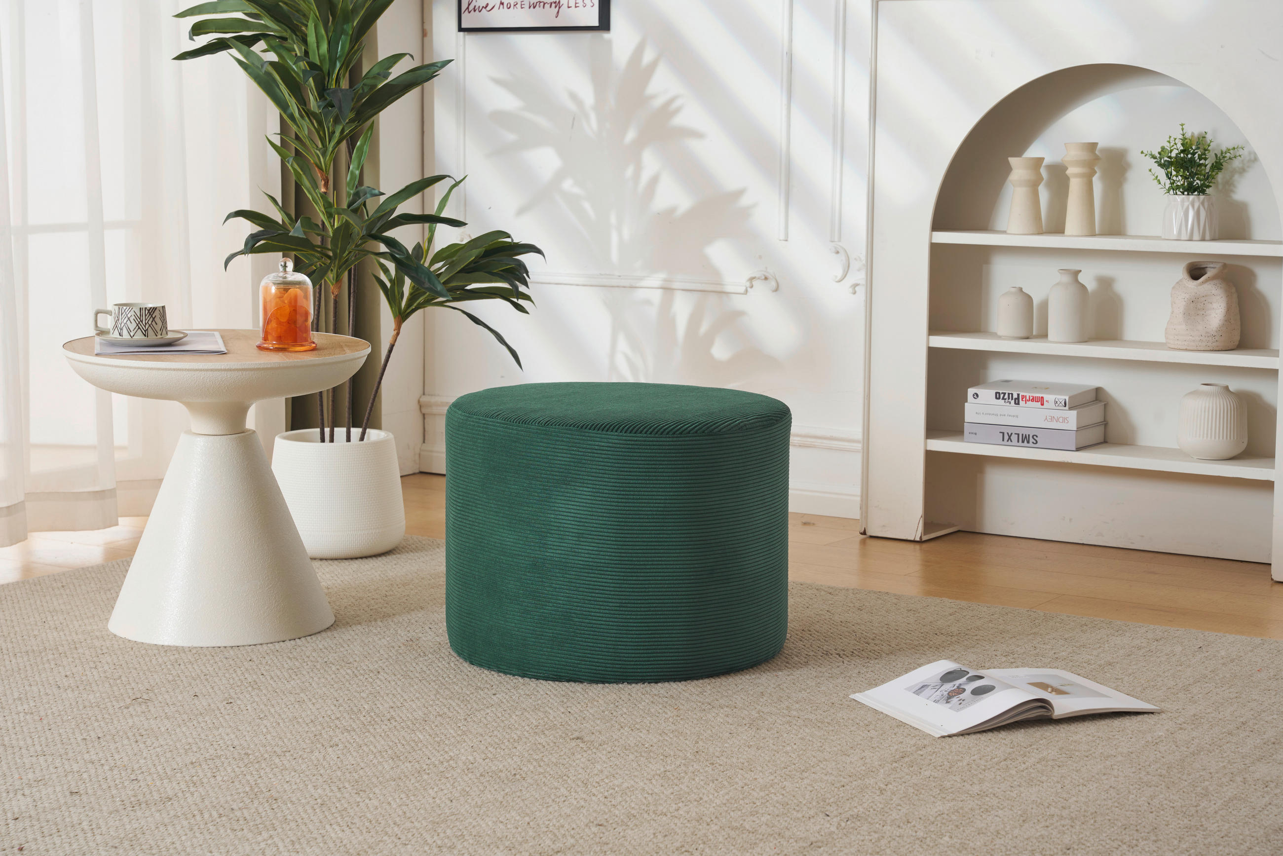 POUF Cord Grün 55/40/55 cm  - Grün, MODERN, Textil (55/40/55cm) - P & B
