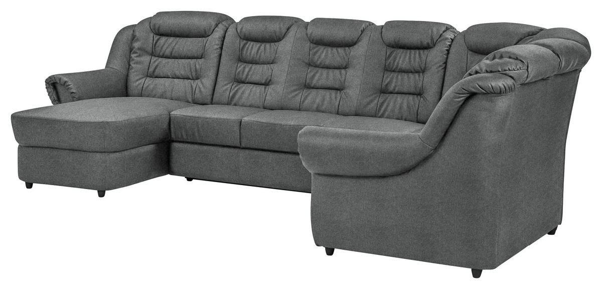 WOHNLANDSCHAFT in Chenille Dunkelgrau  - Dunkelgrau/Schwarz, Konventionell, Kunststoff/Textil (165/333/216cm) - Livetastic