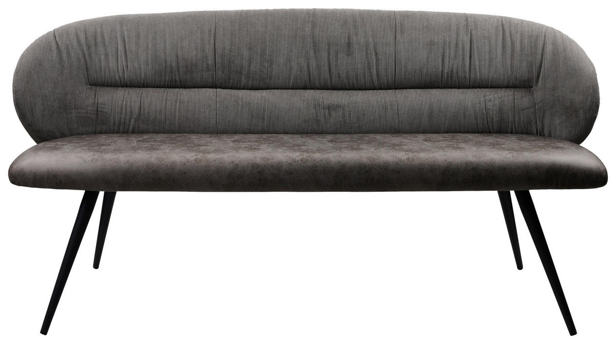 SITZBANK 168/82/62 cm Struktur Grau  - Schwarz/Grau, MODERN, Textil/Metall (168/82/62cm) - MID.YOU