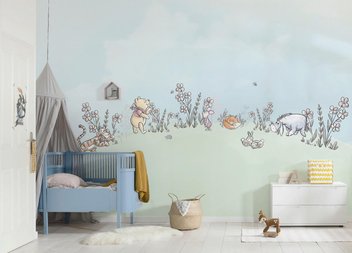 FOTOTAPETE WINNIE THE POOH MINDS  - Pastellblau, Design, Textil (400/250cm) - Disney