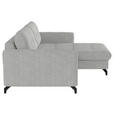 ECKSOFA in Flachgewebe, Leinenoptik Silberfarben  - Silberfarben/Schwarz, Design, Textil/Metall (242/170cm) - Xora