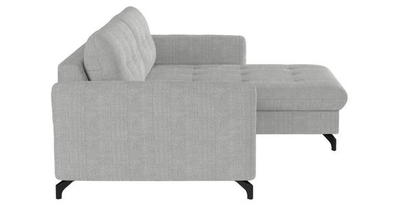 ECKSOFA in Flachgewebe, Leinenoptik Silberfarben  - Silberfarben/Schwarz, Design, Textil/Metall (242/170cm) - Xora