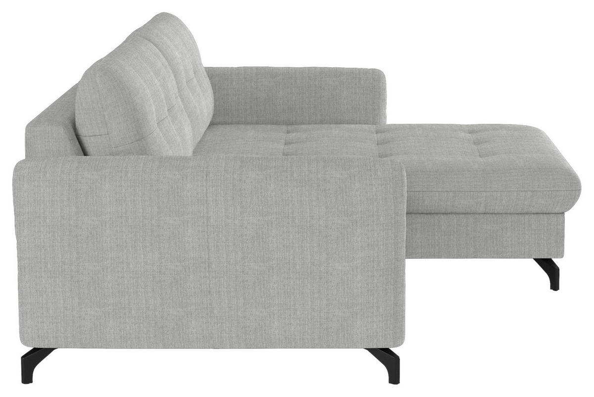 ECKSOFA in Flachgewebe, Leinenoptik Silberfarben  - Silberfarben/Schwarz, Design, Textil/Metall (242/170cm) - Xora