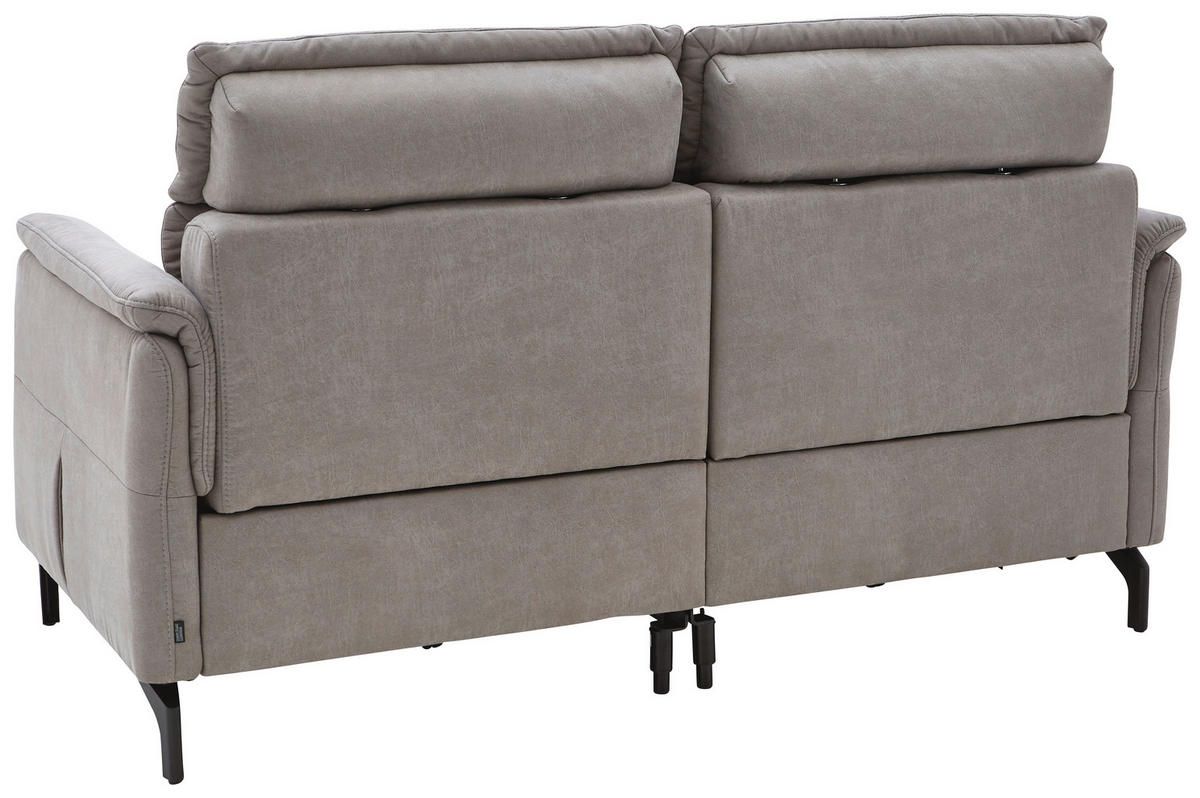 2-SITZER-SOFA Lederlook Hellgrau  - Hellgrau/Schwarz, KONVENTIONELL, Textil/Metall (194/103/92cm) - Dieter Knoll